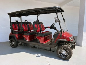 Evolution Maverick 6 Passenger Burgundy Golf Cart 01